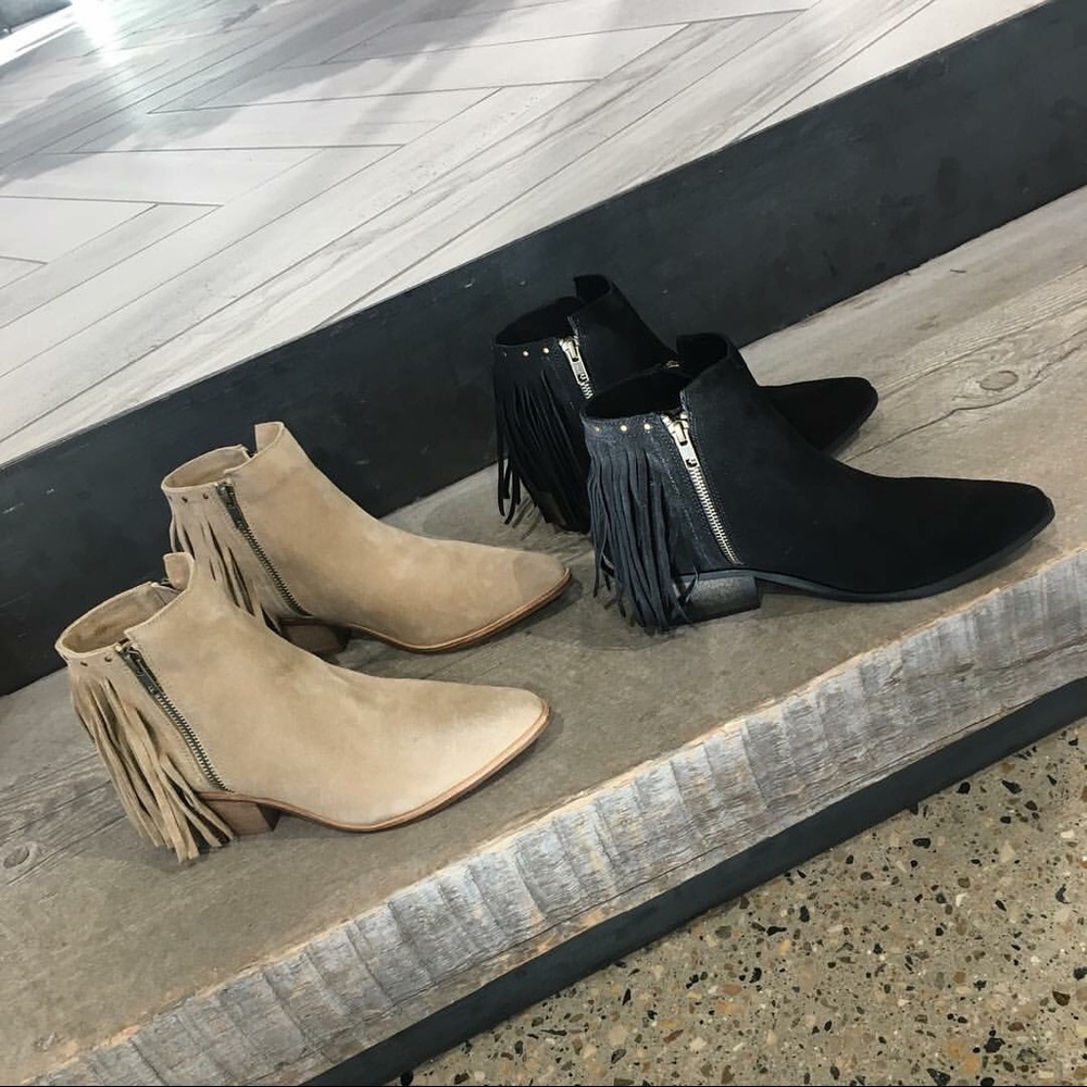 Tan Fringe Studded Western Bootie